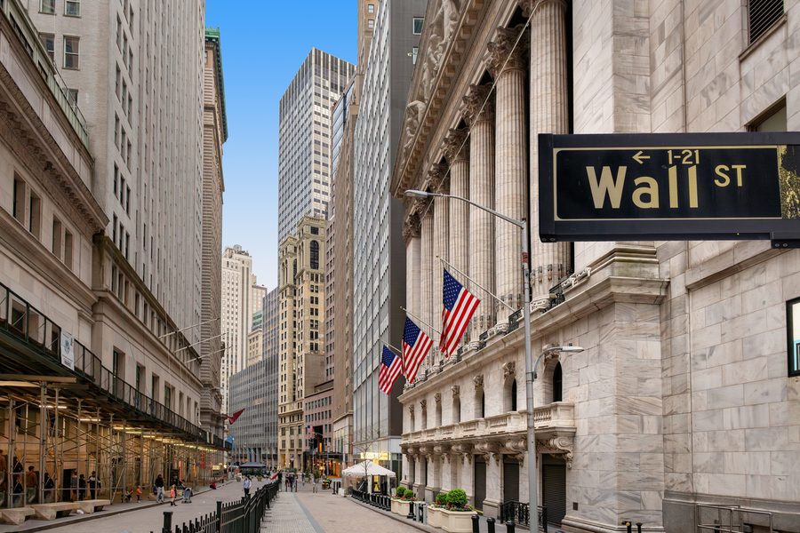 Wall Street with the New York Stock Exchange